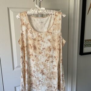 LOGO Cream and Tan Tie-Dye Sleeveless Tank